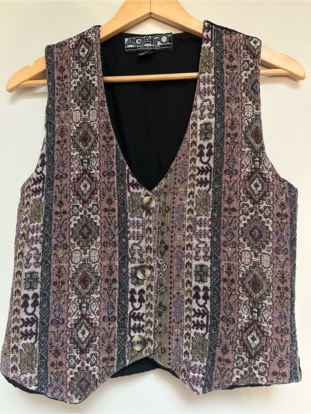 Agapo‎ Collection Tapestry Vest Women’s Small Multicolor 3‑Button Boho